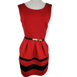 By & By Casual short Red sleeveless Dress with Belt M NWOT